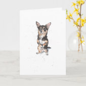 Black and Tan Chihuahua Funny niedlich Hund Geburt Karte (Gelbe Blume)