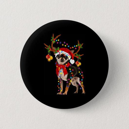 Black And Tan Chihuahua Gorgeous Reindeer Christma Button (Vorderseite)