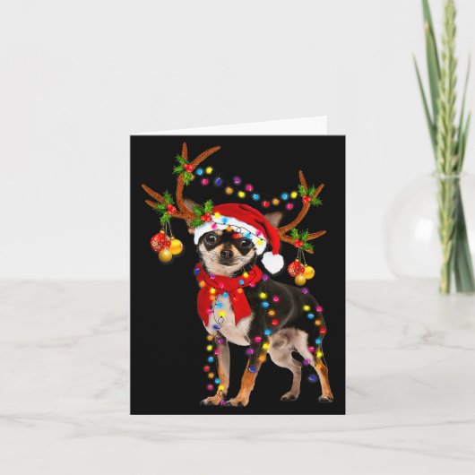 Black And Tan Chihuahua Gorgeous Reindeer Christma Karte (Vorderseite)