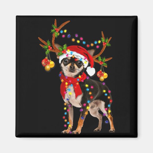 Black And Tan Chihuahua Gorgeous Reindeer Christma Magnet (Vorne)