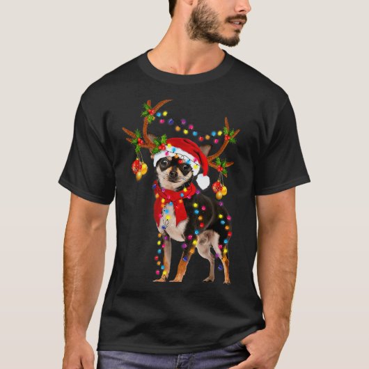 Black And Tan Chihuahua Gorgeous Reindeer Christma T-Shirt (Vorderseite)