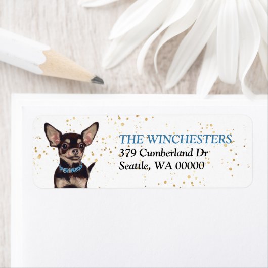 Black and Tan Chihuahua Portrait Address Label (Insitu)