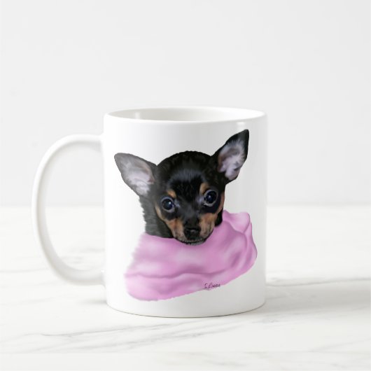 Black and Tan Chihuahua Puppy Kaffeetasse (Links)