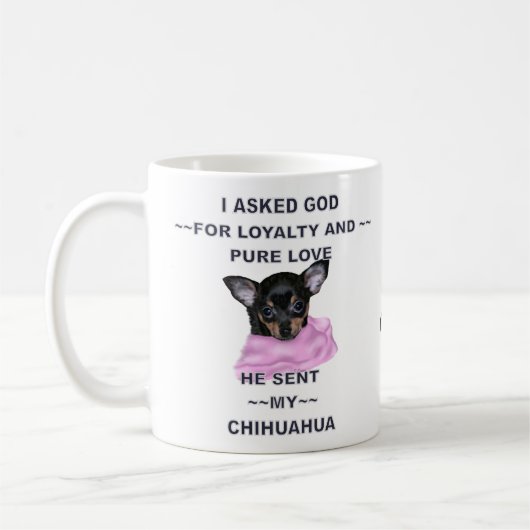 Black and Tan Chihuahua Puppy Mit Monogramm Kaffeetasse (Links)