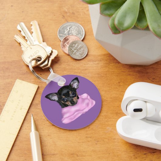 Black and Tan Chihuahua Puppy Schlüsselanhänger (Schreibtisch)