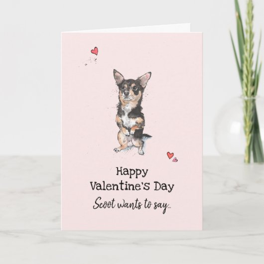 Black and Tan Chihuahua Valentine's Day Greetings Karte (Vorderseite)
