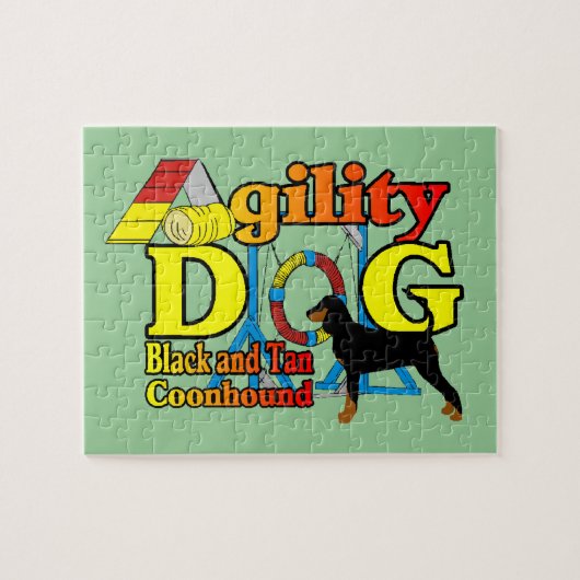 Black and Tan Coonhound Agility Puzzle (Horizontal)