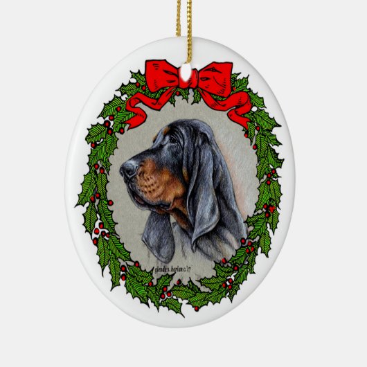 Black and Tan Coonhound Art by Glenda S. Harlan Keramik Ornament (Rechts)