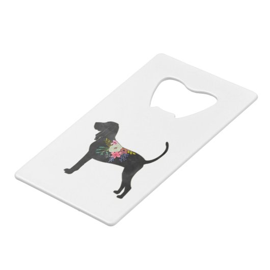 Black and Tan Coonhound Dog Boho Silhouette Geldbeutel Flaschenöffner (Vorderseite Schrägansicht)