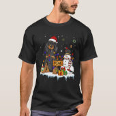 Black And Tan Coonhound Dog With Santa Hat Christm T-Shirt (Vorderseite)