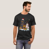 Black And Tan Coonhound Dog With Santa Hat Christm T-Shirt (Vorne ganz)