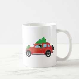 Black and Tan Coonhound Fahren Weihnachtswagen Kaffeetasse