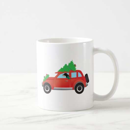 Black and Tan Coonhound Fahren Weihnachtswagen Kaffeetasse (Rechts)