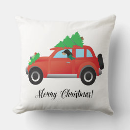 Black and Tan Coonhound Fahren Weihnachtswagen Kissen