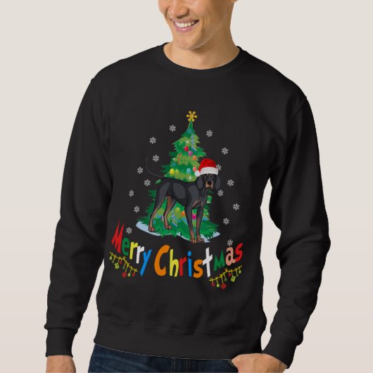 Black and Tan Coonhound Hund Ugly Weihnachtssüßer Sweatshirt (Vorderseite)