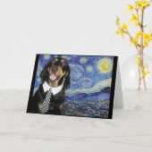 Black and Tan Coonhound in Starry Night, Parody, Karte (Gelbe Blume)