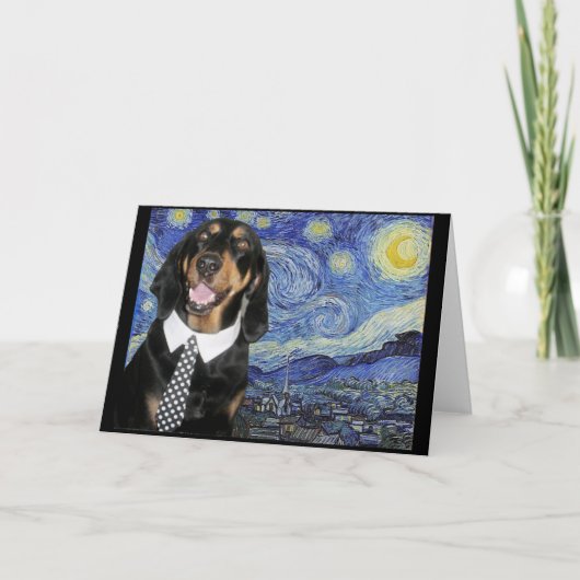 Black and Tan Coonhound in Starry Night, Parody, Karte (Vorderseite)
