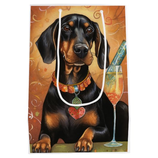 Black and Tan Coonhound - Neues Jahr Mittlere Geschenktüte (Rückseite)
