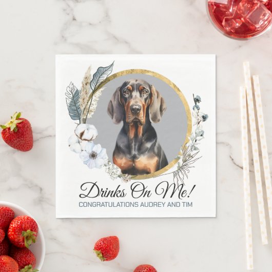 Black and Tan Coonhound Wedding Napkins mit Hunden Serviette (Beispiel)