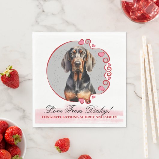 Black and Tan Coonhound Wedding Napkins mit Hunden Serviette (Beispiel)