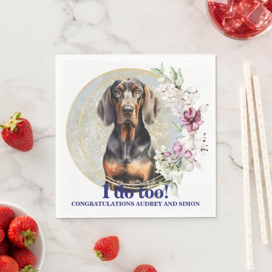 Black and Tan Coonhound Wedding Napkins mit Hunden Serviette (Beispiel)