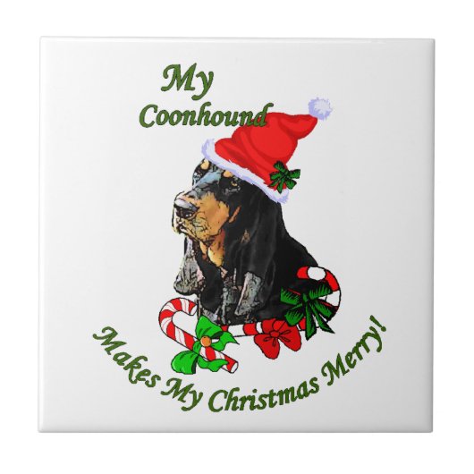 Black and Tan Coonhound Weihnachten Fliese (Vorderseite)