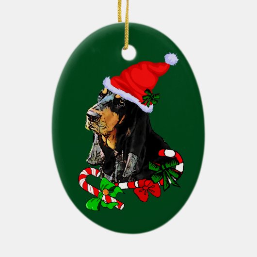 Black and Tan Coonhound Weihnachten Keramik Ornament (Hinten)