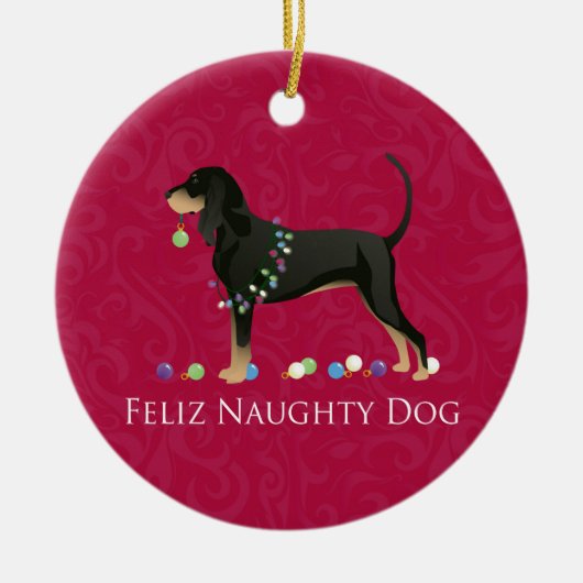 Black and Tan Coonhound Weihnachten Keramikornament (Vorne)