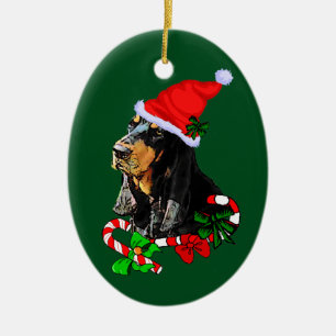 Black and Tan Coonhound Weihnachten Keramikornament