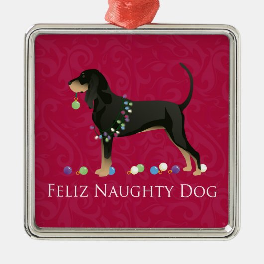 Black and Tan Coonhound Weihnachten Ornament Aus Metall (Vorne)