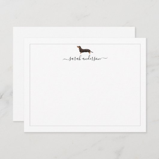Black and Tan Dachshund Border Personalized Mitteilungskarte (Vorne/Hinten)
