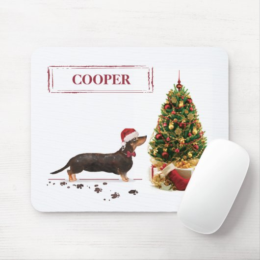Black and Tan Dackel Funny Christmas Dog Mousepad (Mit Mouse)