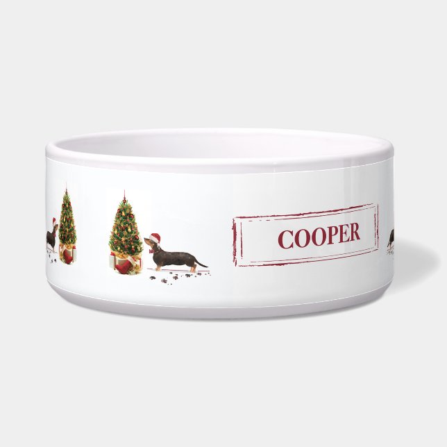 Black and Tan Dackel Funny Christmas Dog Napf (Links)