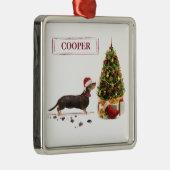 Black and Tan Dackel Funny Christmas Dog Ornament Aus Metall (Rechts)