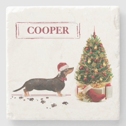 Black and Tan Dackel Funny Christmas Dog Steinuntersetzer (Vorderseite)