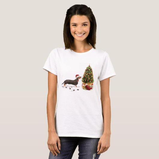Black and Tan Dackel Funny Christmas Dog T-Shirt (Vorne ganz)