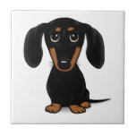 Black and Tan Dackel Niedlich Weiner Dog Fliese<br><div class="desc">Niedlicher Cartoon schwarz und tan Dackel Keramik Fliesen.</div>