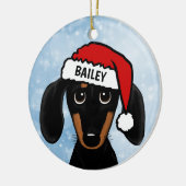 Black and Tan Dackel Santa Dog Individuelle Name Keramik Ornament (Links)