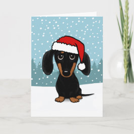 Black and Tan Dackel Santa Niedlich Dog Weihnachte Feiertagskarte