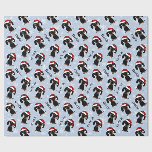 Black and Tan Dackel Weihnachten Personalisiert Geschenkpapier (Flach)