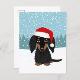 Black and Tan Dackel Weihnachtsfertiger Hund Custo Postkarte