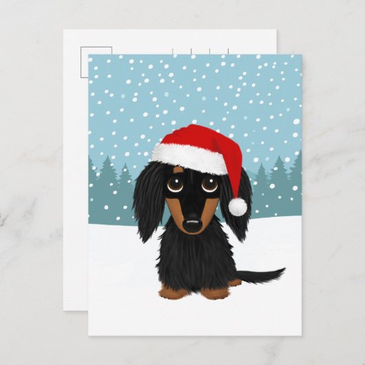 Black and Tan Dackel Weihnachtsfertiger Hund Custo Postkarte (Vorne/Hinten)