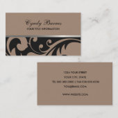 Black and Tan Damask Business Card Visitenkarte (Vorne/Hinten)