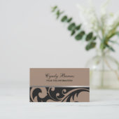 Black and Tan Damask Business Card Visitenkarte (Stehend Vorderseite)