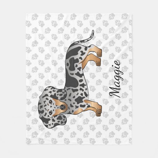 Black and Tan Dapple Kurz Haare Dackel & Name Fleecedecke (Vorderseite)