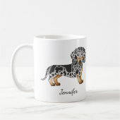 Black and Tan Dapple Kurz Haare Dackel & Name Kaffeetasse (Links)