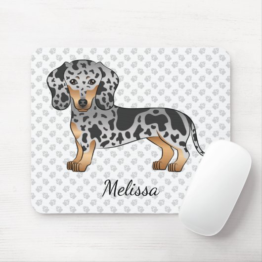 Black and Tan Dapple Kurz Haare Dackel & Name Mousepad (Mit Mouse)