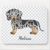 Black and Tan Dapple Kurz Haare Dackel & Name Mousepad (Vorne)