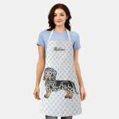 Black and Tan Dapple Kurz Haare Dackel & Name Schürze (Getragen)