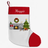 Black and Tan Dapple Long Hair Dackel Weihnachten Kleiner Weihnachtsstrumpf (Vorderseite)